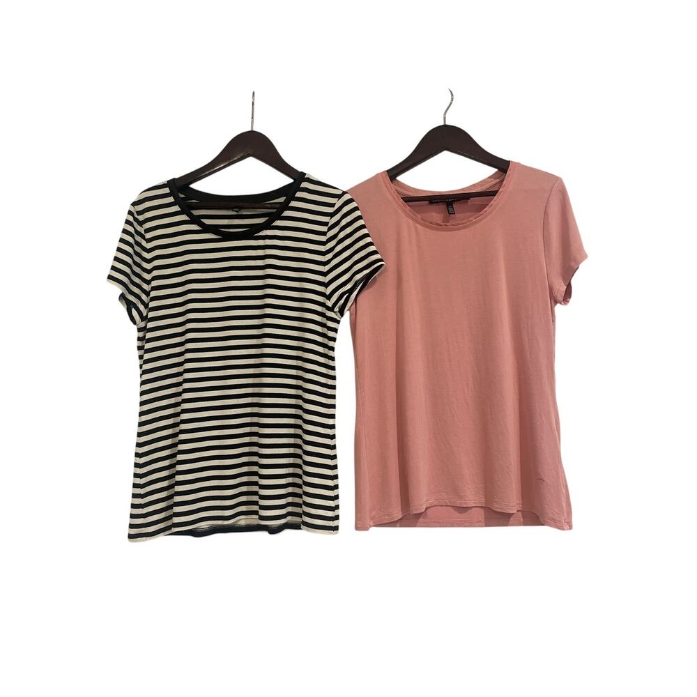 White House Black Market Bundle(2) Tees Striped/ Antique Bloom XS SS Soft Casual